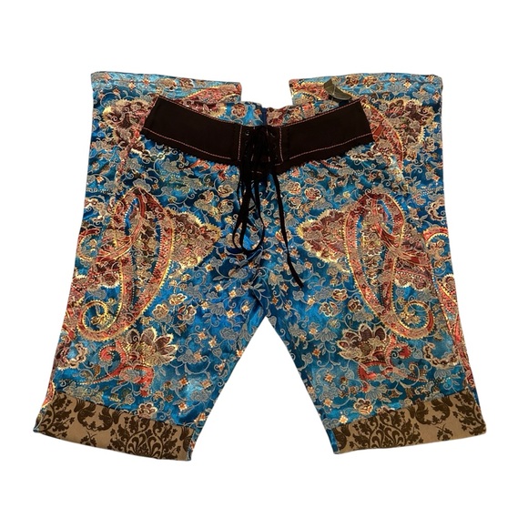 Vtg Jane Doe Floral Bootcut Pants Small Floral Boho Paisley Hippie - Picture 1 of 9